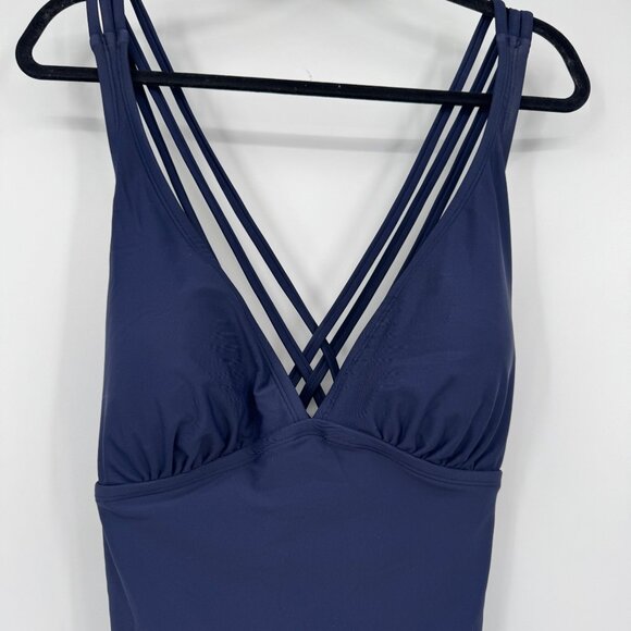 Kona Sol Womens Navy Blue Racerback Coverage One Piece Swimsuit Size XL - Picture 4 of 8